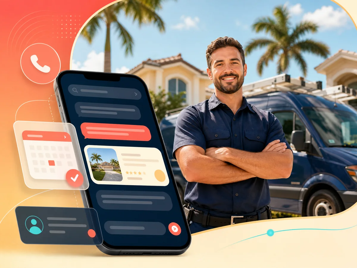 Illustration of a local service business becoming visible during AI-assisted customer research